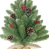 Black Box mini kunstkerstboom Burlap Creston met versiering op jute voet D 23 H 60 cm