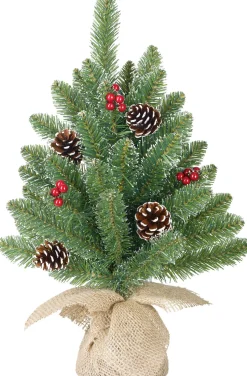 Black Box mini kunstkerstboom Burlap Creston met versiering op jute voet D 23 H 60 cm