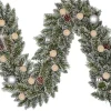 Black Box Trees guirlande Kaprun besneeuwd kerstballen zilver met 15 lampjes warm wit 180 cm