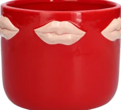 Bloempot Kusjes rood D 13,5 H 13,5 cm