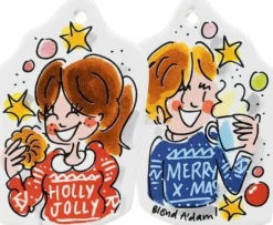 Blond Amsterdam kerst ornament Christmas Sweater 9,5 x 9,5 x 1,5 cm
