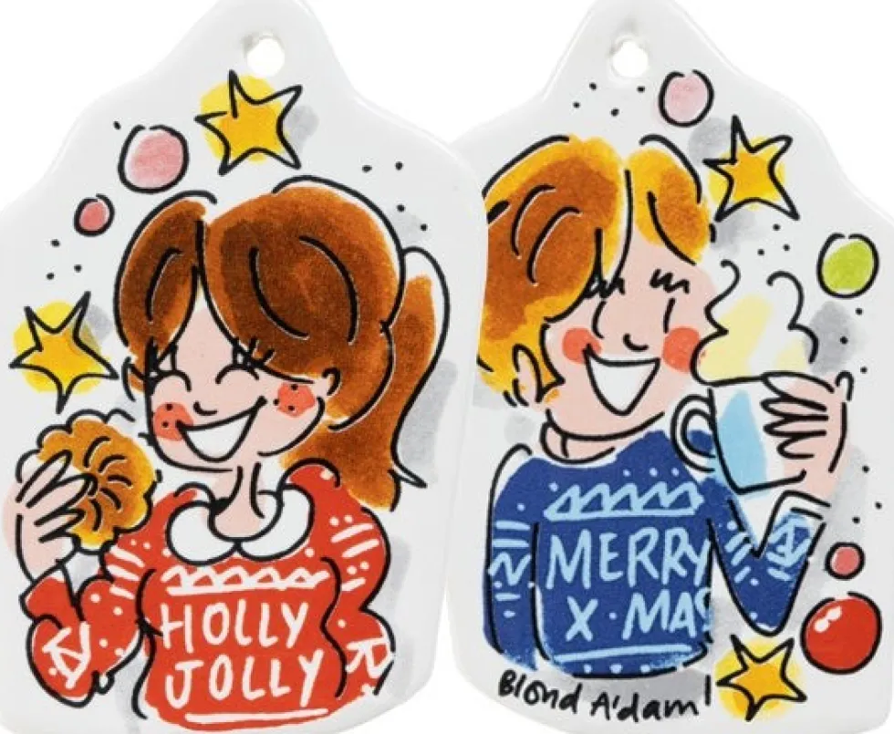Blond Amsterdam kerst ornament Christmas Sweater 9,5 x 9,5 x 1,5 cm