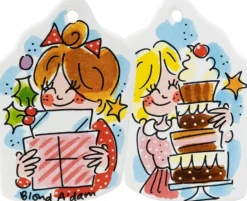 Blond Amsterdam kerst ornament Christmas Girl 9,5 x 9,5 x 1,5 cm