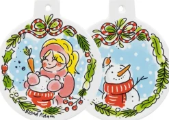 Blond Amsterdam kerst ornament Christmas Snowman D 9,5 cm