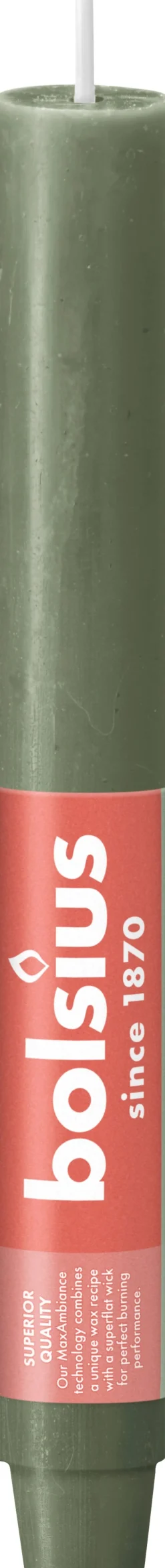 Bolsius dinerkaars Rustiek groen 15 uur D 23 H 3 cm