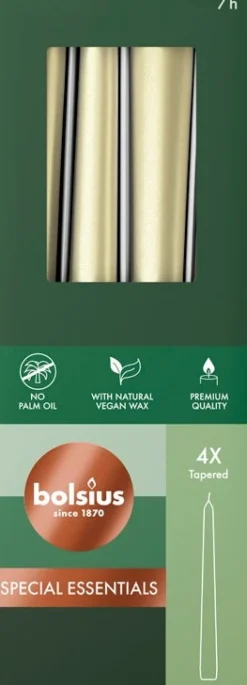 Bolsius dinerkaars Special Essentials zilver 7 uur D 2,2 H 25,2 cm 4 stuks