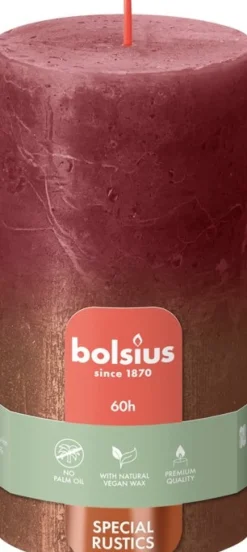 Bolsius dinerkaars Sunset rood / koper 60 uur D 6,8 H 13 cm