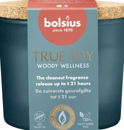 Bolsius geurkaars True Joy Woody Wellness blauw 21 uur D 6,6 H 8,3 cm
