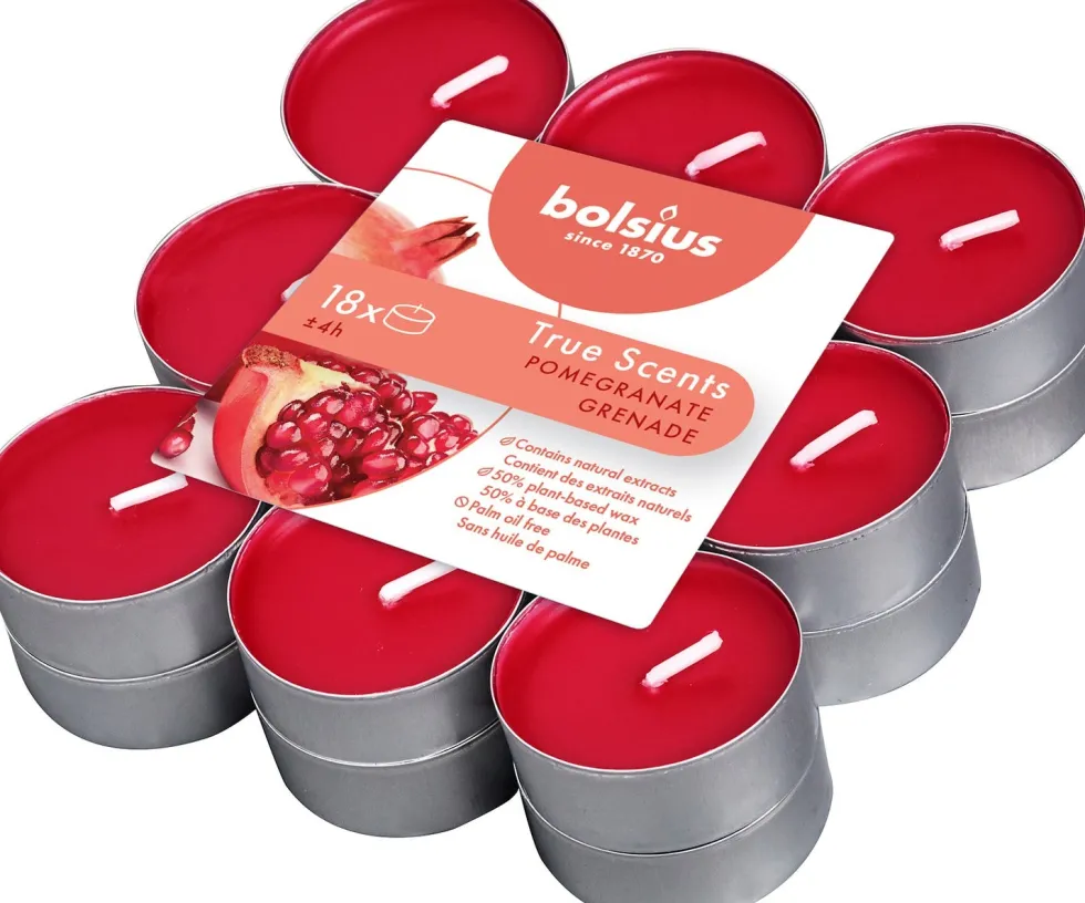 Bolsius geurkaars True Scents Pomegranate rood 4 uur 18 stuks