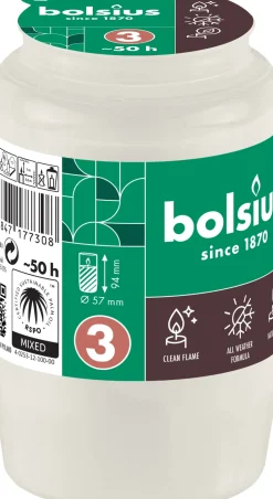 Bolsius herdenkingslicht nr 3 wit 50 uur D 5,7 H 9,4 cm