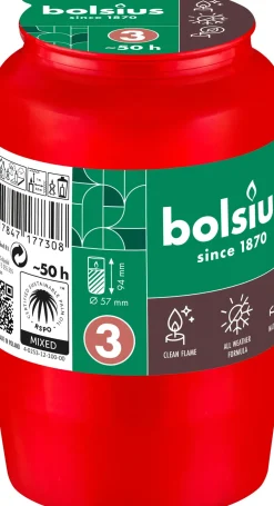 Bolsius herdenkingslicht nr 3 rood 50 uur D 5,7 H 9,4 cm