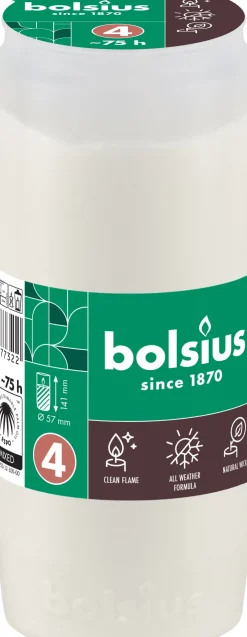 Bolsius herdenkingslicht wit 75 uur D 5,7 H 14 cm