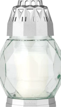 Bolsius herdenkingslicht zilver / transparant 24 uur D 11 H 18,5 cm