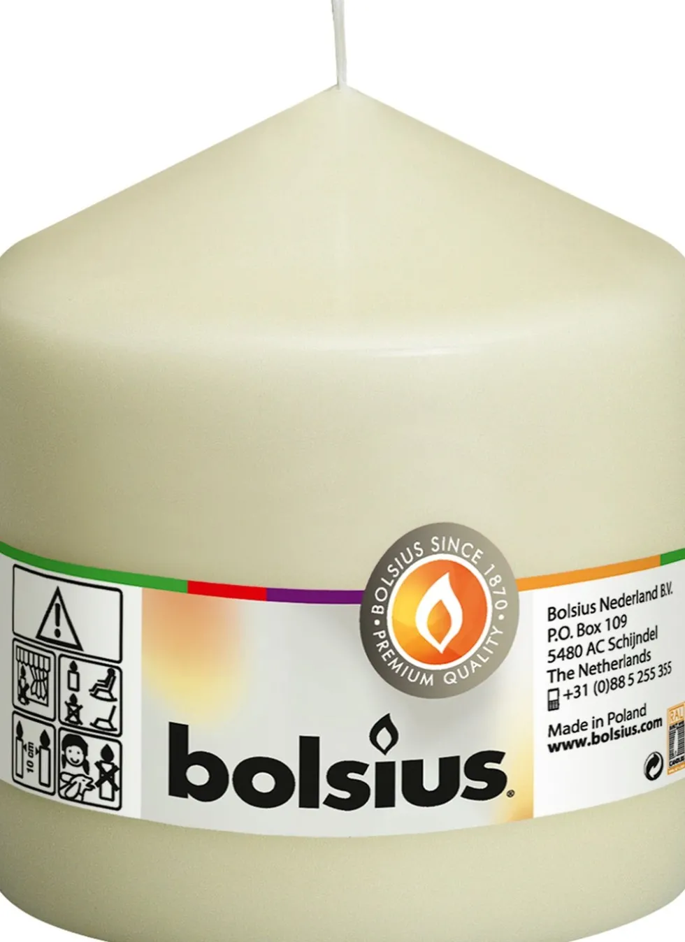 Bolsius stompkaars crème 45 uur D 9,8 H 10 cm