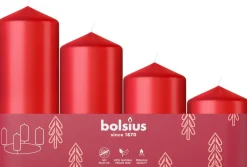 Bolsius stompkaars rood 10 uur D 5 H 12 cm 4 stuks
