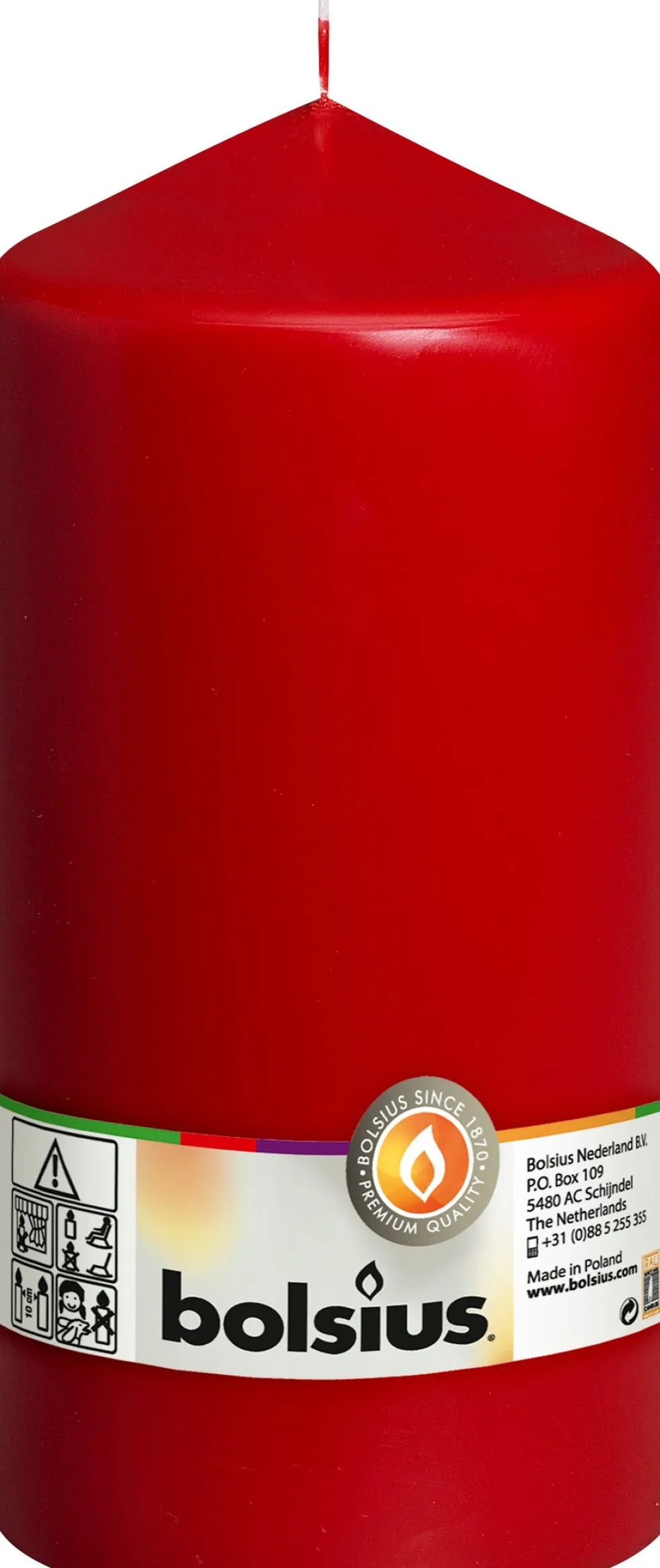 Bolsius stompkaars rood 120 uur D 9,8 H 20 cm