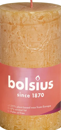 Bolsius stompkaars Rustiek Shine geel 30 uur D 5 H 10 cm
