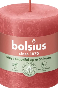 Bolsius stompkaars Rustiek Shine roze 35 uur D 6,8 H 8 cm