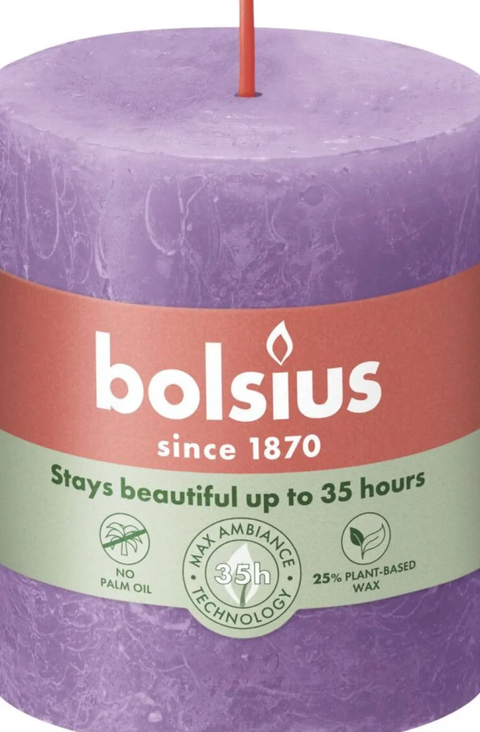 Bolsius stompkaars Rustiek Shine paars 35 uur D 6,8 H 8 cm