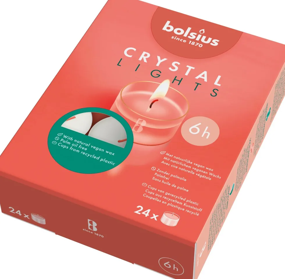 Bolsius waxinelicht Crystal Lights wit 6 uur D 4,8 x H 16,1 cm 24 stuks