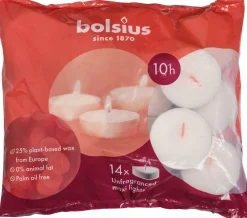 Bolsius waxinelichten D-light wit 10 uur 14 stuks