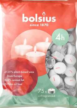 Bolsius waxinelicht wit 4 uur D 4 H 2 cm 75 stuks