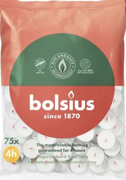 Bolsius waxinelicht wit 4 uur D 3,5 H 1,5 cm 75 stuks
