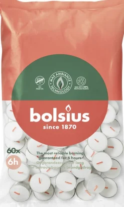 Bolsius waxinelicht wit 6 uur D 3,5 H 1,5 cm 60 stuks