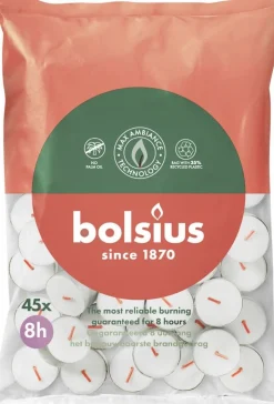 Bolsius waxinelicht wit 8 uur D 3,5 H 1,5 cm 45 stuks