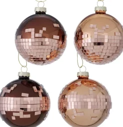 Boltze kerstbal bruin D 8 cm 4 stuks
