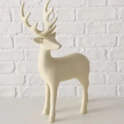 Boltze kerstfiguur Hario rendier wit 14,5 x 7 x 22 cm