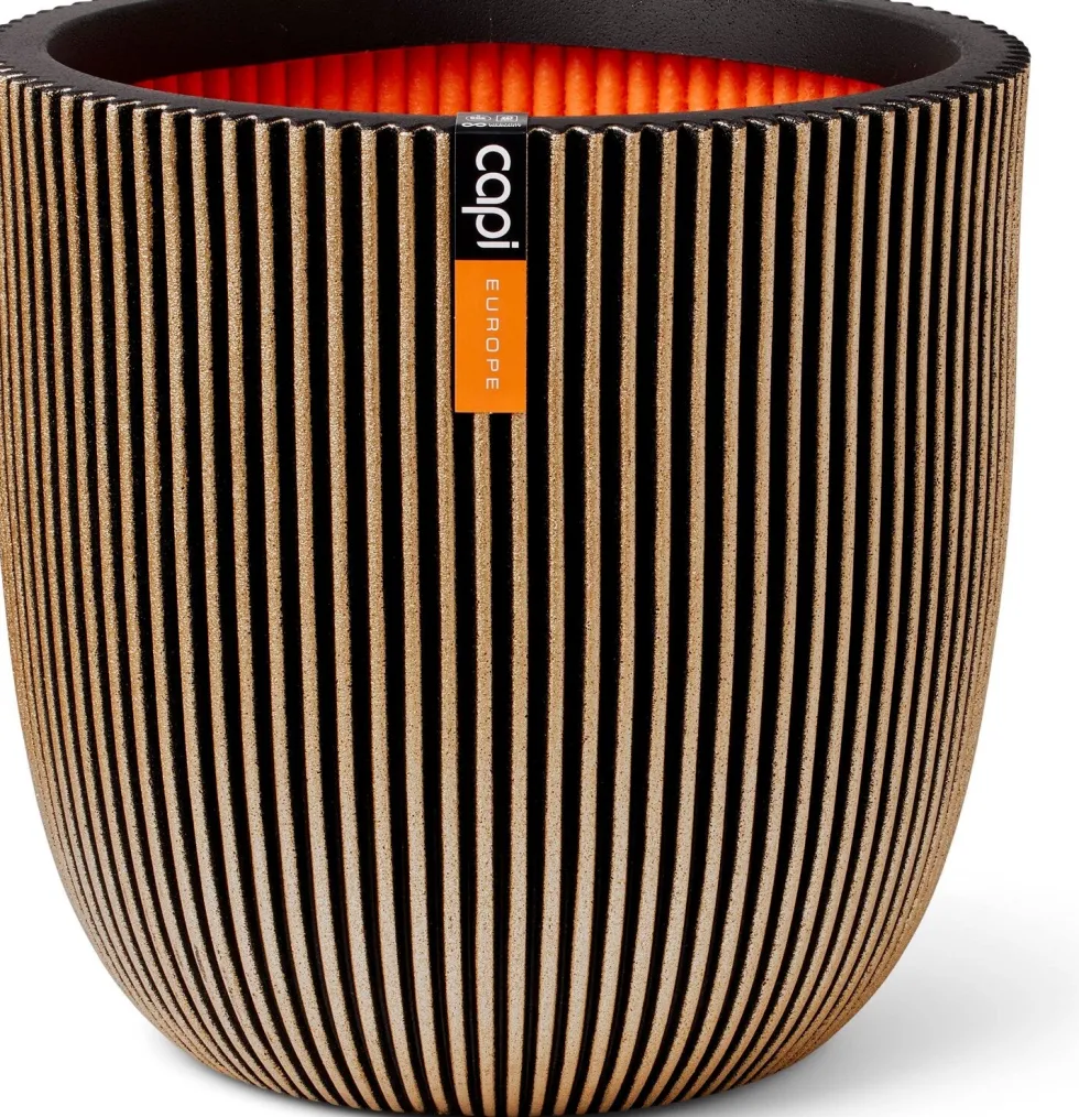 Capi Europe bloempot Groove zwart / goud D 35 H 34 cm