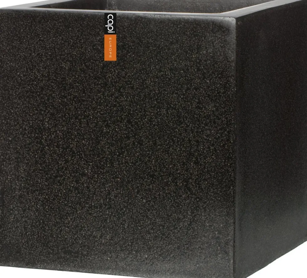 Capi Europe plantenbak Lux Terrazzo zwart 30 x 30 x 30 cm