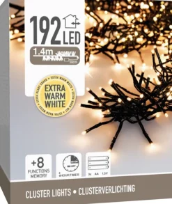 Clusterverlichting met 192 lampjes warm wit 1,4 m