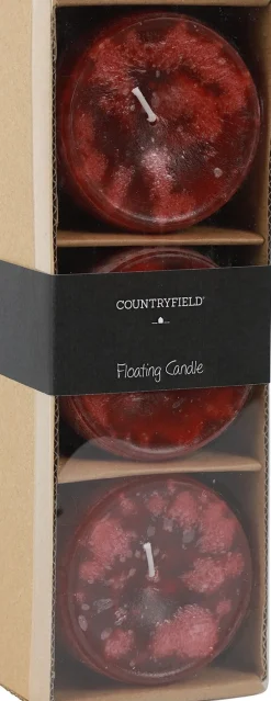 Countryfield drijfkaars Bollie rood 18 uur 3 stuks