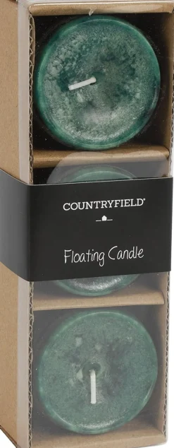 Countryfield drijfkaars Bollie groen 5 uur D 5 H 4 cm 3 stuks