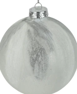 Countryfield kerstbal Lispe wit / zilver D 8 cm