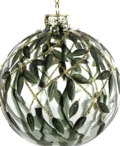Countryfield kerstbal Neola groen / transparant D 15 cm