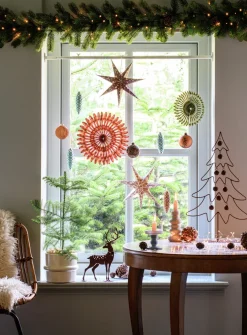 Countryfield kerstboom met ballen bruin 32 x 13 x 55,5 cm