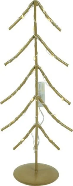Countryfield kerstfiguur kerstboom Luna goud met 20 lampjes warm wit 7,9 x 12,5 x 30 cm