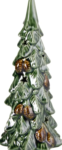 Decoratieboom dennenappel groen met verlichting D 10,5 H 24 cm
