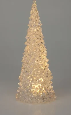 Decoratieboom Kindo transparant met verlichting warm wit D 7 H 17 cm