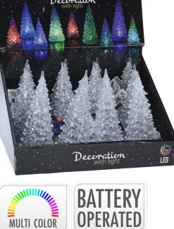 Decoratieboom Kindo transparant met verlichting gekleurd D 5,5 H 12 cm
