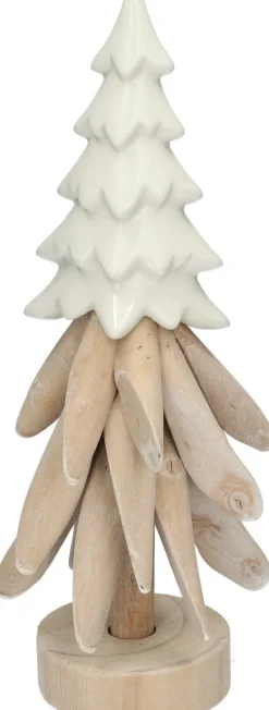 Decoratieboom Toyah wit / beige D 13 H 34,5 cm