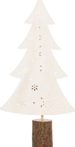 Decoratieboom wit met 10 lampjes warm wit H 41 cm