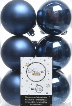 Decoris kerstbal blauw D 6 cm 12 stuks