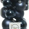 Decoris kerstbal blauw D 4 / 5 / 6 cm 30 stuks