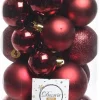 Decoris kerstbal bordeaux D 4 / 5 / 6 cm 30 stuks