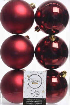 Decoris kerstbal bordeaux D 8 cm 6 stuks