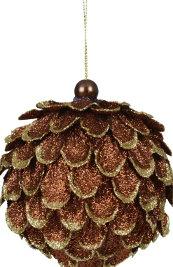 Decoris kerstbal bruin dennenappel D 8 cm